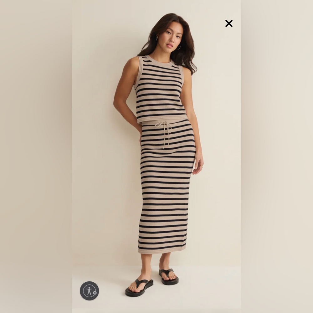 Z SUPPLY EMORI STRIPED MIDI SKIRT & MUSCLE TANK (Matching Set) SIZE SMALL